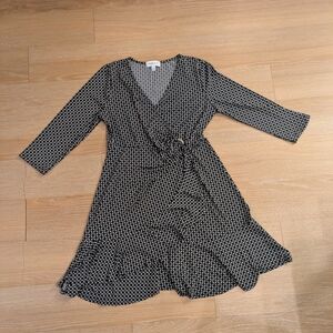 Gilli Black and White Long Sleeve Wrap Dress